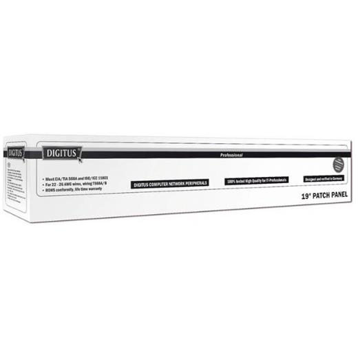 DN-91648U Digitus 19 Inch CAT 6 UTP Patch Panel, Zırhsız, 48 port RJ45, 8P8C, LSA, 2U Siyah renk RAL 9005