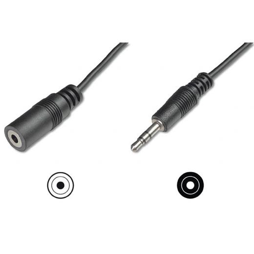 AK-510200-030-S Audio Uzatma Kablosu, stereo 3.5mm Erkek - 3.5mm Dişi, 2.5 metre, CCS, 2x0.10/10, zırhlı, siyah renk