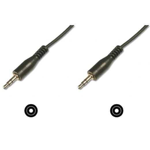 AK-510100-025-S Stereo Ses Kablosu, 3.5 mm erkek - 3,5 mm erkek, 2.50 metre, CCS, 2x0.10/10 zırhlı, siyah renk 