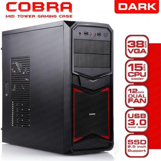 Dark Cobra USB 3.0, 2  Fanlı ATX Siyah/Kırmızı Kasa