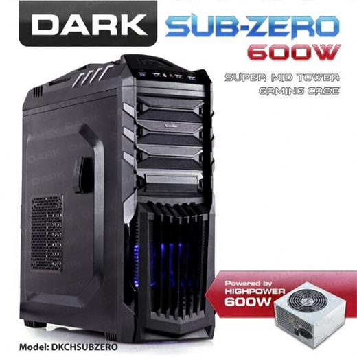 Dark Sub-Zero 600W, 4xUSB, 2x Fan, ATX Siyah Kasa