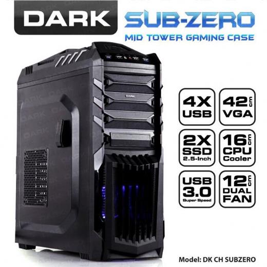 Dark Sub-Zero 4xUSB, 2x12 cm Fan, ATX Siyah Kasa