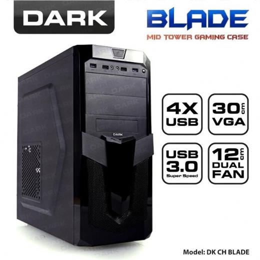 Dark Blade 4xUSB, 2x12cm Fan, ATX Siyah Kasa