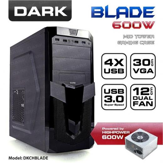 Dark Blade 600W 4xUSB , 2 x Fan, ATX Siyah Oyun Kasa