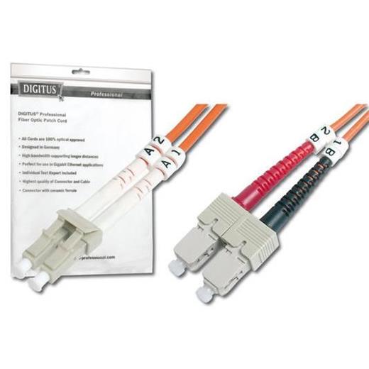 DK-2632-02 Digitus LC-SC Fiber Optik Patch Kablo, 2 metre, Multimode, Duplex, 62.5/125 