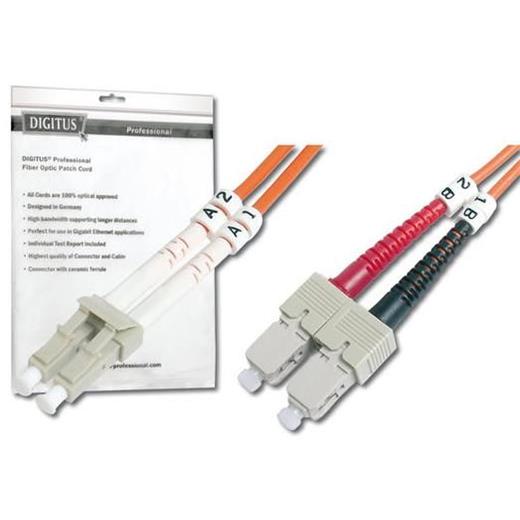 DK-2632-01 Digitus LC-SC Fiber Optik Patch Kablo, 1 metre, Multimode, Duplex, 62.5/125 