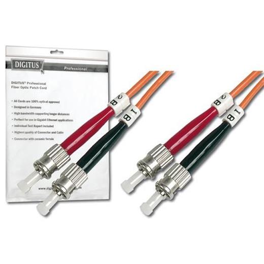 DK-2611-03 Digitus ST-ST Fiber Optik Patch Kablo, 3 metre, Multimode, Duplex, 62.5/125 