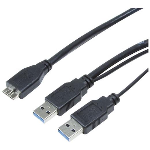 LogiLink CU0072 USB 3.0 Y Disk Kablosu, 2x AM - Micro BM, Siyah, 1.0m