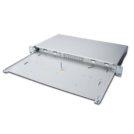 DN-96200 Digitus Sürgülü Fiber Boş Patch Panel, 483mm (19") Kabin Tipi, 1U, önpanel hariç, vidalı, gri renk