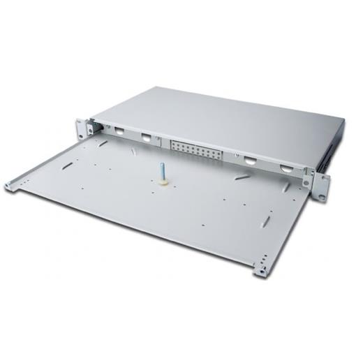 DN-96200 Digitus Sürgülü Fiber Boş Patch Panel, 483mm (19") Kabin Tipi, 1U, önpanel hariç, vidalı, gri renk