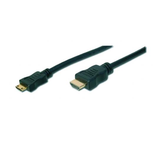AK-330106-030-S Hdmi Highspeed Bağlantı Kablosu (Hdmi 1.3), 1080p, Hdmi Tip C  (mini) Erkek - Hdmi Tip A Erkek, 3 metre, CU, AWG30, 2 x zırhlı, UL, altın kaplama, siyah renk