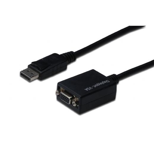 AK-340410-001-S DisplayPort - VGA Adaptör Kablosu, DP Erkek - HD15 Dişi, 0.15 metre, DP 1.2 uyumlu, UL, siyah renk