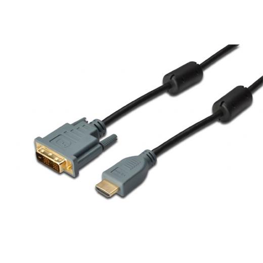 DK-330302-050-D Hdmi  lt;- gt; Dvi Bağlantı Kablosu, 5 metre, Hdmi tip A, (19-pin) Erkek  lt;- gt; Dvi-D (181) Erkek, AWG 30, 2 x zırhlı, altın ka