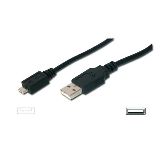 AK-300109-018-S USB 2.0 Kablo, USB A Erkek - Micro USB A Erkek, 1.8 metre, AWG 28, USB 2.0 uyumlu, UL, siyah renk