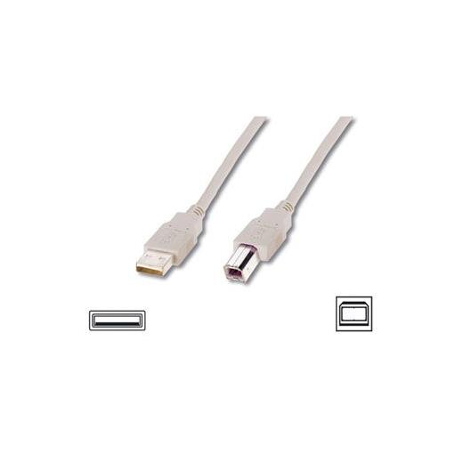 AK-300105-050-E USB 2.0 Bağlantı Kablosu, USB A Erkek - USB B Erkek, 5 metre, AWG 28, USB 2.0 uyumlu, UL, bej renk