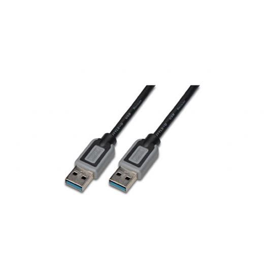 DK-300122-018-D Digitus USB 3.0 Bağlantı Kablosu, USB A erkek - USB A erkek, 1.80 metre, CU, AWG 28/24, 3x zırhlı, UL, siyah/gri renk, altın kapla