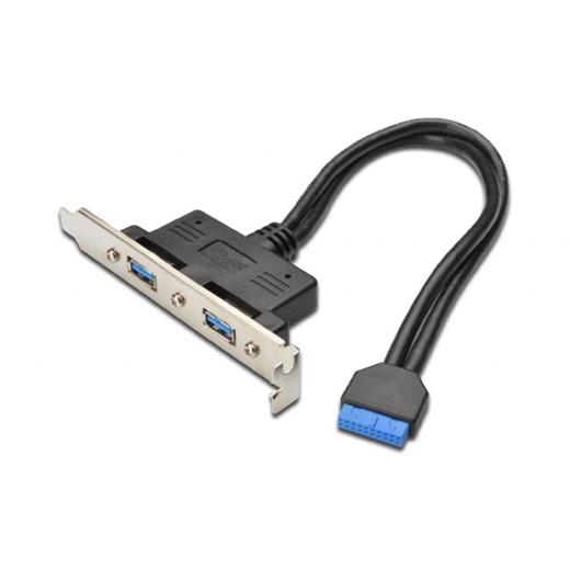 AK-300306-002-S USB 3.0 Slot Bracket Tipi Kablo, 2 x USB A Dişi Port <-> 20 pin IDC