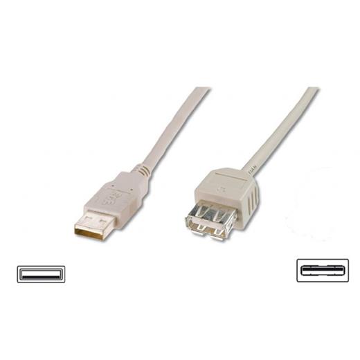 AK-300200-030-E USB Uzatma Bağlantı Kablosu, USB A Erkek - USB A Dişi, 3 metre, AWG 28, USB 2.0 uyumlu, bej renk