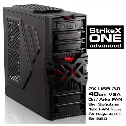 Aerocool Strike-X One Adv.2 x USB, 2 x Fan Mid-Tower Siyah Kasa