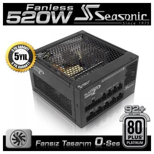 Seasonic P520FL Fansız  80+Platinum 520W Güç Kaynağı