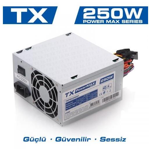 TX PowerMAX 250W 2xSATA, 2xIDE Bilgisayar Güç Kaynağı
