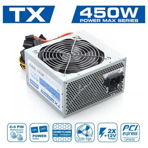 TX PowerMAX 450W 3xSATA, 3xIDE 6Pin PCI-E Güç Kaynağı