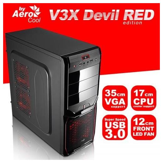 AeroCool V3X Advance Devil Red Edition 2x USB Kırmızı/Siyah ATX Kasa