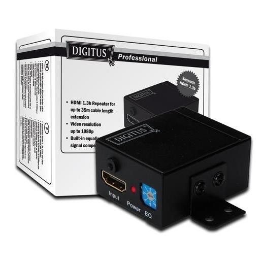 DS-55901 Digitus Hdmi Sinyal Tekrarlayıcısı (Hdmi Repeater), Çözünürlük: 1080p, Bantgenişliği: 2.25Gbps/225MHz, Kabine Monte Edilebilir, 40 metre