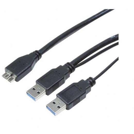LogiLink CU0074 USB 3.0 Y Disk Kablosu, 2x AM - Micro BM, Siyah, 3.0m