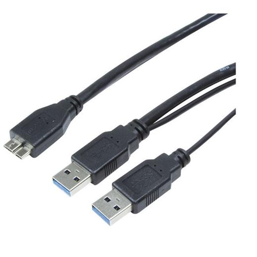 LogiLink CU0073 USB 3.0 Y Disk Kablosu, 2x AM - Micro BM, Siyah, 1.8m