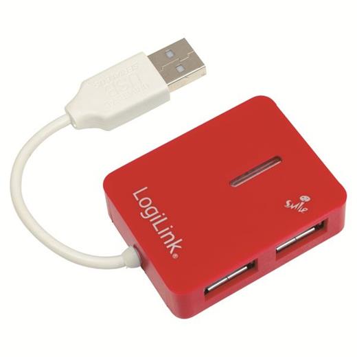 LogiLink UA0140 Smile Serisi 4 Port USB 2.0 Hub, Kırmızı