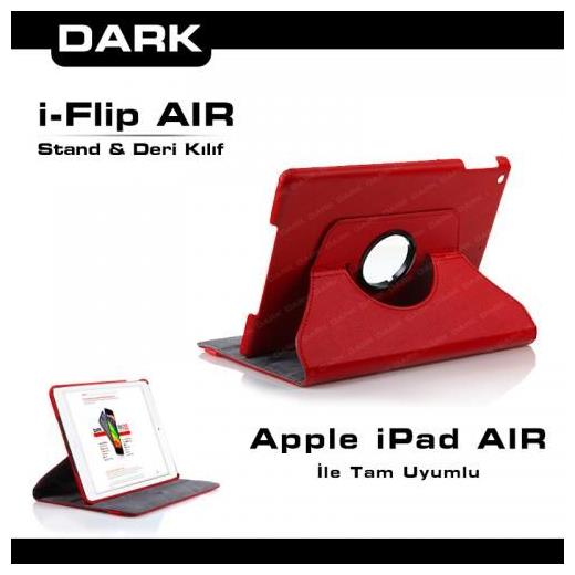 Dark Ipad Air (5) Uyumlu 360 Dönebilen Kılıf / Ajanda (Kırmızı)