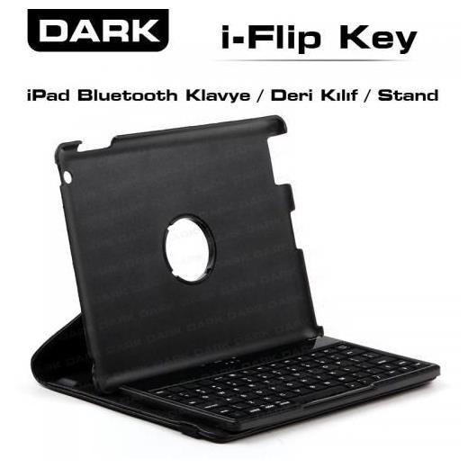 Dark iFlip Key Bluetooth Klavyeli 360 Derece Hareketli Deri Kılıf ve Stant