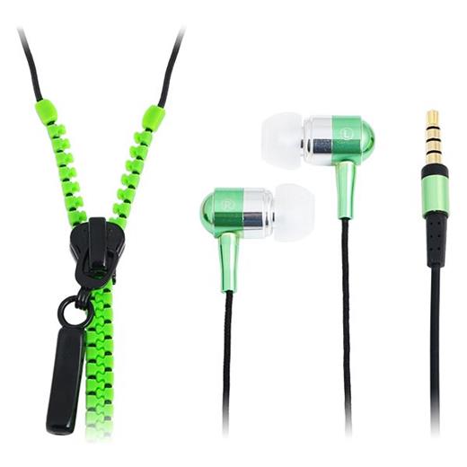 LogiLink HS0023 Kulakiçi Mikrofonlu Stereo Fermuar Kulaklık, Neon Yeşil