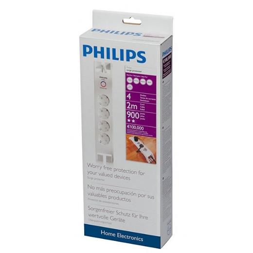 Philips 4lü AKIM KORUMALI PRİZ.2m,900 Jul.BEYAZ