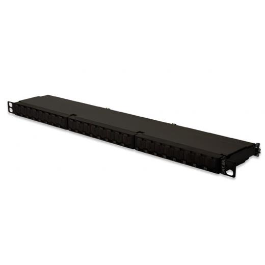 DN-91624S-SL-EA Digitus 24 port CAT. 6A (Category 6A), Class EA Patch Panel, zırhlı (shielded), 0.5U, toz korumalı kapaklı, siyah renk