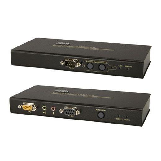 ATEN-CE750 KVM (Keyboard/Video Monitor/Mouse) Mesafe Uzatma Cihazı, Ses (hoparlör ve mikrofon) bağlantı desteği, 150 metre, USB Konsol<br>
USB VGA/Audio Cat 5 KVM Extender (1280 x 1024@200m) 