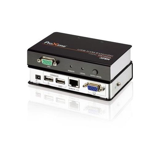 ATEN-CE700A VGA KVM (Keyboard/Video Monitor/Mouse) Mesafe Uzatma Cihazı, 150 metre, USB Konsol, ESD ve gerilimdeki ani yükselmelere karşı korumalı<br>
USB VGA Cat 5 KVM Extender (1280 x 1024@150m)