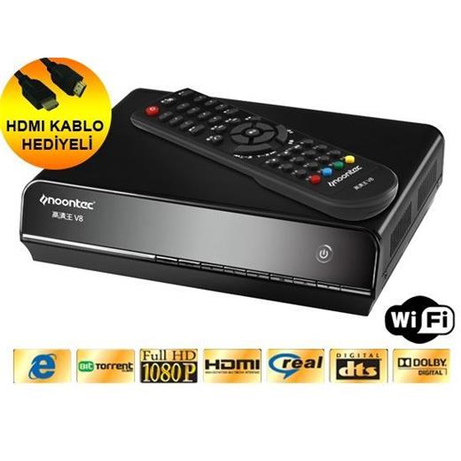NOONTEC V8 PRO 1.5TB WI-FI KABLOSUZ MKV H.264 FULL HD 1080P DTS BITTORENT MEDIA PLAYER (Hdmi KABLO HEDIYELI)