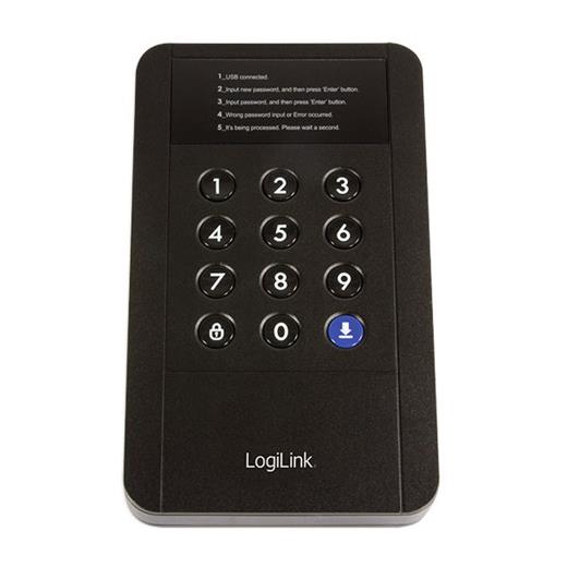 LogiLink UA0213 LockDown USB3.0 2.5¨ SATA Şifreli HDD Kutusu, Siyah