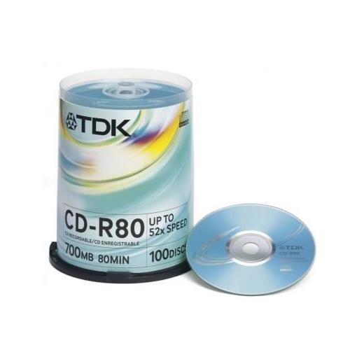 TDK CD-R 700MB 52X 100 Cakebox