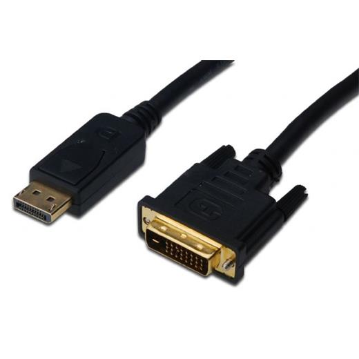 AK-340306-030-S DisplayPort <-> Dvi Kablosu,  DP Erkek - Dvi (24+1) Erkek, 3 metre, DP 1.1 uyumlu, AWG28, 2x zırhlı, UL, siyah renk