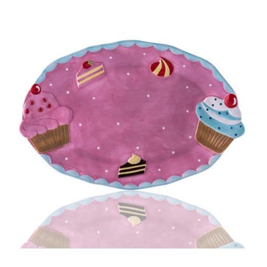 Porio M53-117 - Puantiyeli Pembe Cupcake Kayık Tabak