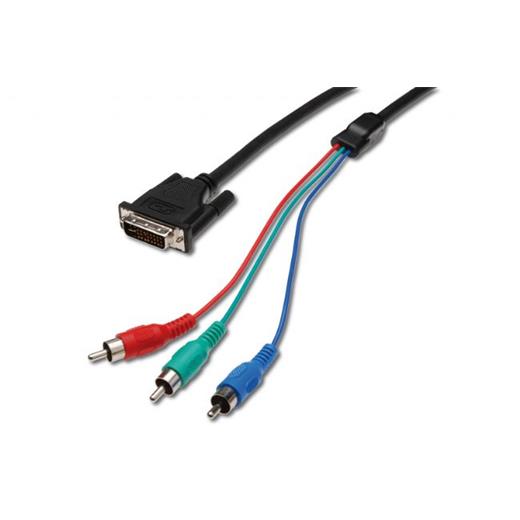 AK-110027 Dvi-I Bağlantı Kablosu, Dvi (245) Erkek- 3 x RCA Erkek, Ferrite Core, 1.80 metre, CU, AWG28, zırhlı, UL, siyah renk