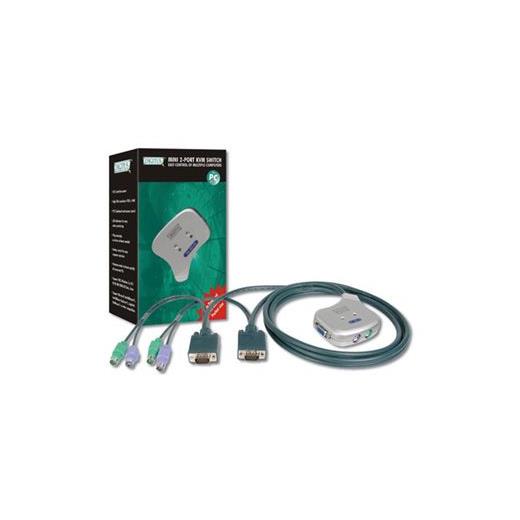 DC OC12 2 portlu PS/2 Mini KVM (Keyboard/Video Monitor/Mouse) Switch, Masaüstü Tip, KVM bağlantı kablosu ürün beraberinde gelmektedir