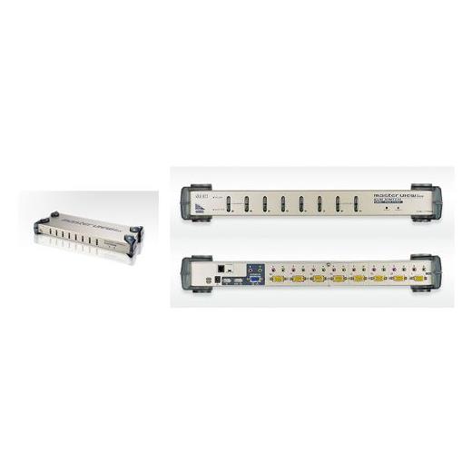 ATEN-CS1758 8 Port PS/2-USB VGA KVM (Keyboard/Video Monitor/Mouse) Switch, Mikrofon ve Hoparlör bağlantısı mevcut