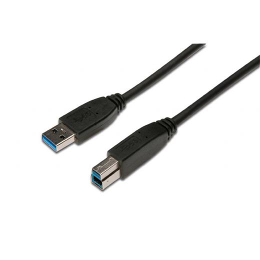 AK-112302 USB 3.0 Bağlantı Kablosu, USB A erkek - USB B erkek, 3 metre, CU, AWG 28, 2x zırhlı, UL, siyah renk