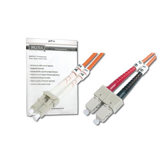 DK-2532-01 Digitus LC-SC Fiber Optik Patch Kablo, 1 metre, Multimode, Duplex, 50/125