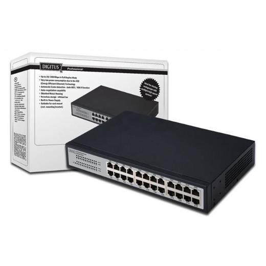 DN-60021-1 Digitus Unmanaged (Yönetilemeyen) 24 port 10/100 Fast Ethernet N-Way Switch, Rack Tipi