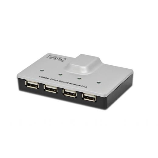 DA-70252 Digitus Network USB Hub, 4 x USB 2.0 port, 1 x RJ45 port (10/100/1000 Mbps)